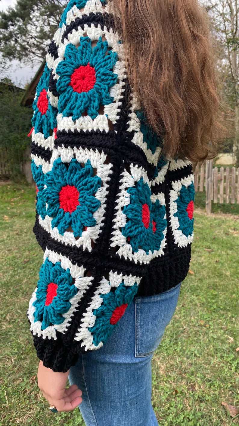 Vibrant Daisy Crochet Cardigan