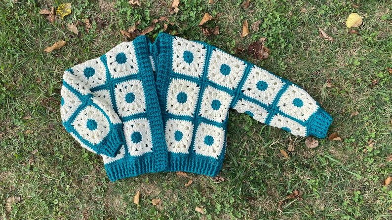 Vintage Inspired Daisy Flower Crochet Cardigan