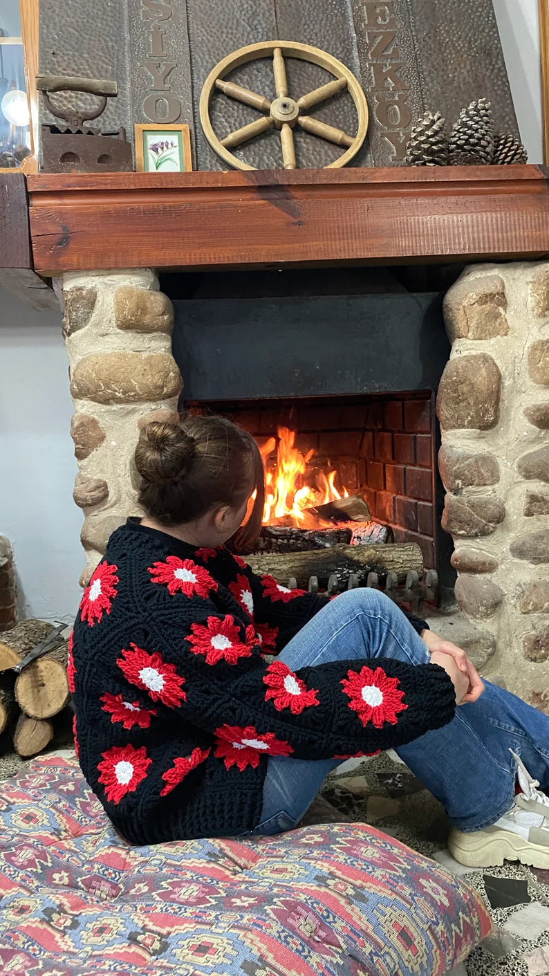 Crochet Daisy Cardigan - Colorful