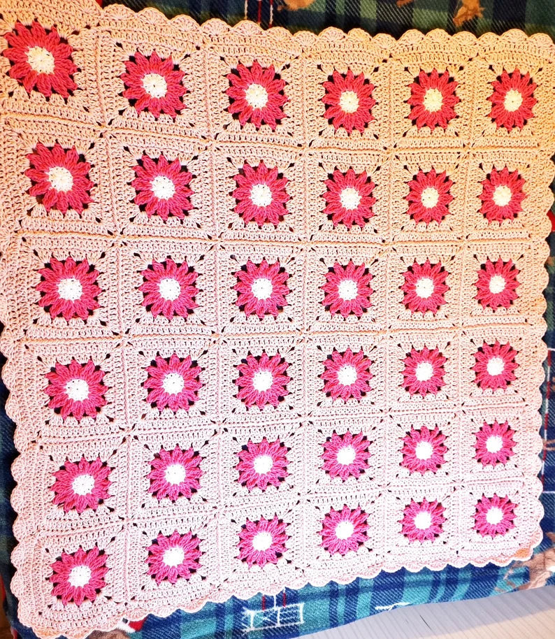 Handmade Daisy Crochet Throw