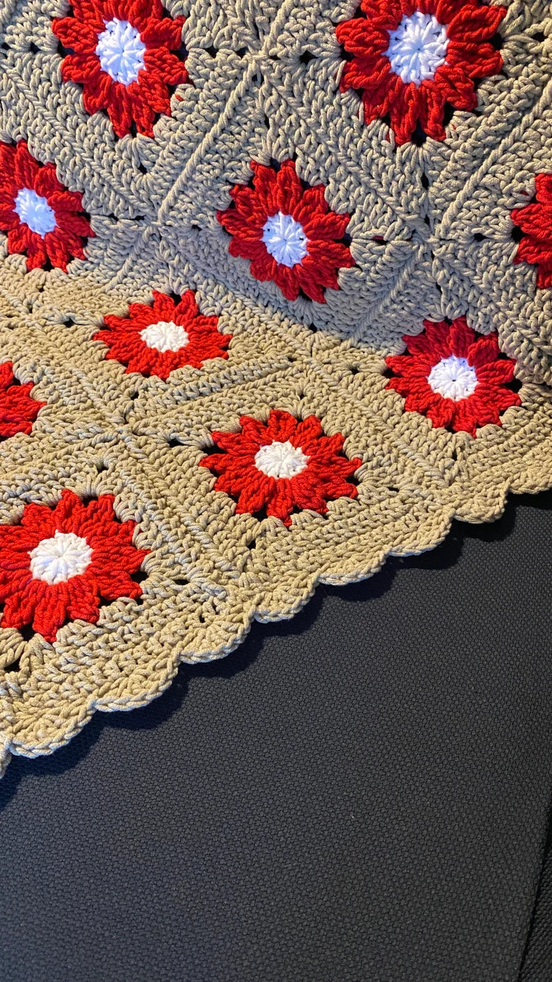Bohemian Sofa Throw & Pillow with Dreamy Daisy Flower