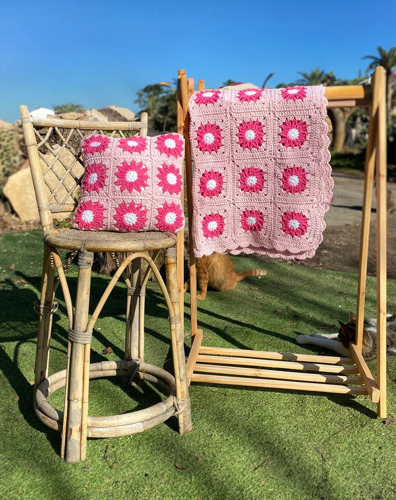 Handmade Daisy Crochet Throw
