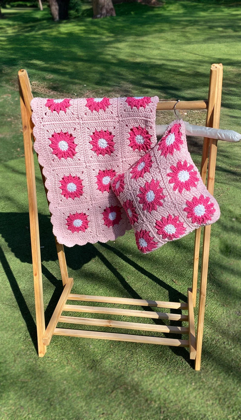 Handmade Daisy Crochet Throw