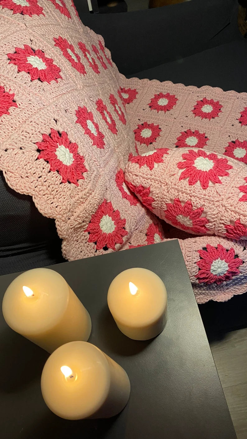 Handmade Daisy Crochet Throw