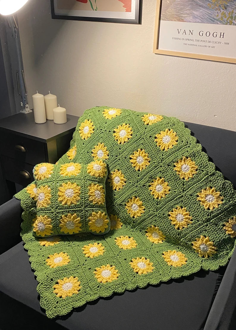 Dreamy Daisy Flower Pillow & Sofa Throw