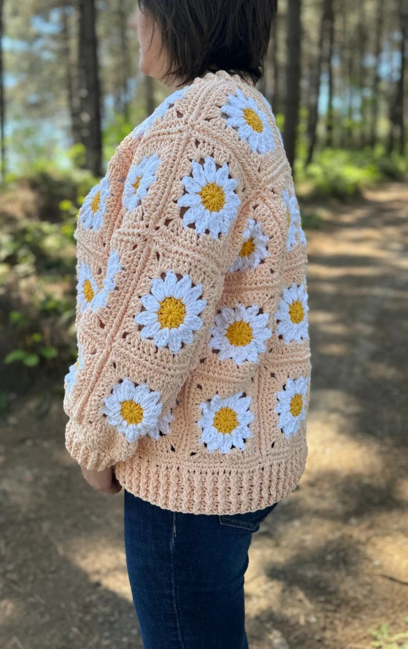 Daisy Flower Crochet Cardigan