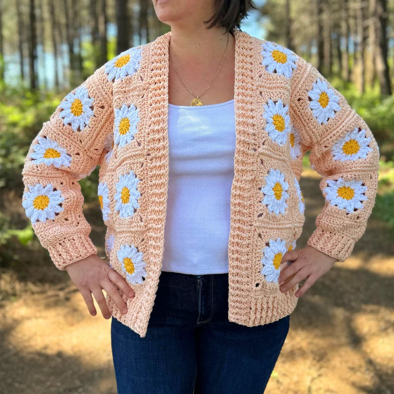 Daisy Flower Crochet Cardigan