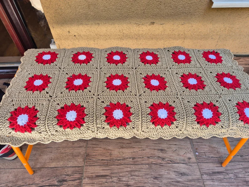 Bohemian Sofa Throw & Pillow with Dreamy Daisy Flower